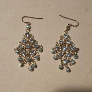 Elegant Gold and Blue Dangle Earrings